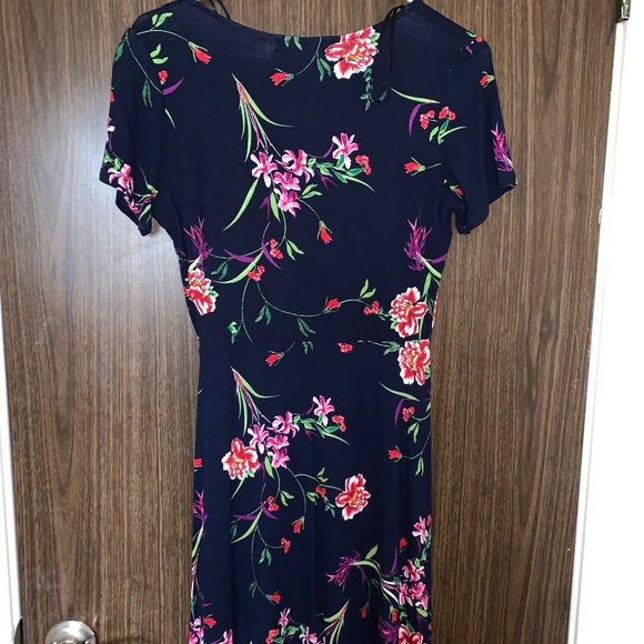 Navy Floral Print Dress - Picture 2 of 4